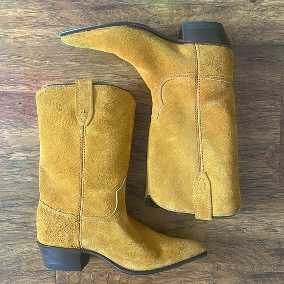 Acme vintage mustard suede cowboy boots - Picture 2 of 12